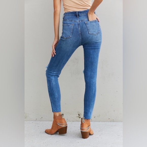 Can't Resist Distressed Raw Hem Jeans - Picture 2 of 5